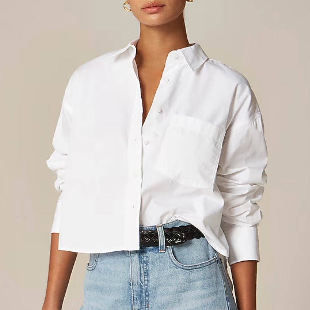 j. Crew Etienne cropped button-up shirt in cotton poplin